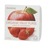 Clearspring økologisk fruktpuré eple & jordbær 2 x 100 g