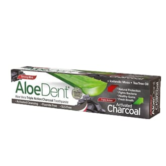 Aloe Dent triple action charcoal tannkrem uten fluor 100 ml
