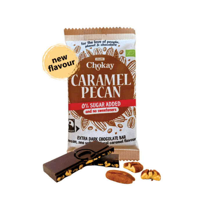 Chokay Mørk Sjokolade Karamell & Pekan Øko 70gr - Goodlife Norge AS Chokay Mørk Sjokolade Karamell & Pekan Øko 70gr - Goodlife Norge AS