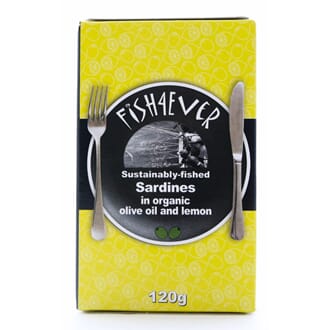 Fish 4 ever sardines in organic olive oil and lemon 120 gr