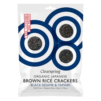 Clearspring brown rice crackers black sesam & tamari 40g