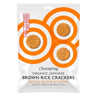 Clearspring brown rice crackers whole sesam & tamari 40g