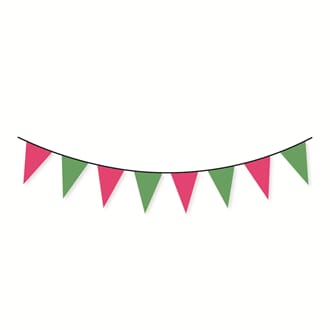 Flaggsnor med rosa & grønne flagg 5 m