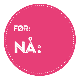 Rosa vippetass før / nå pris